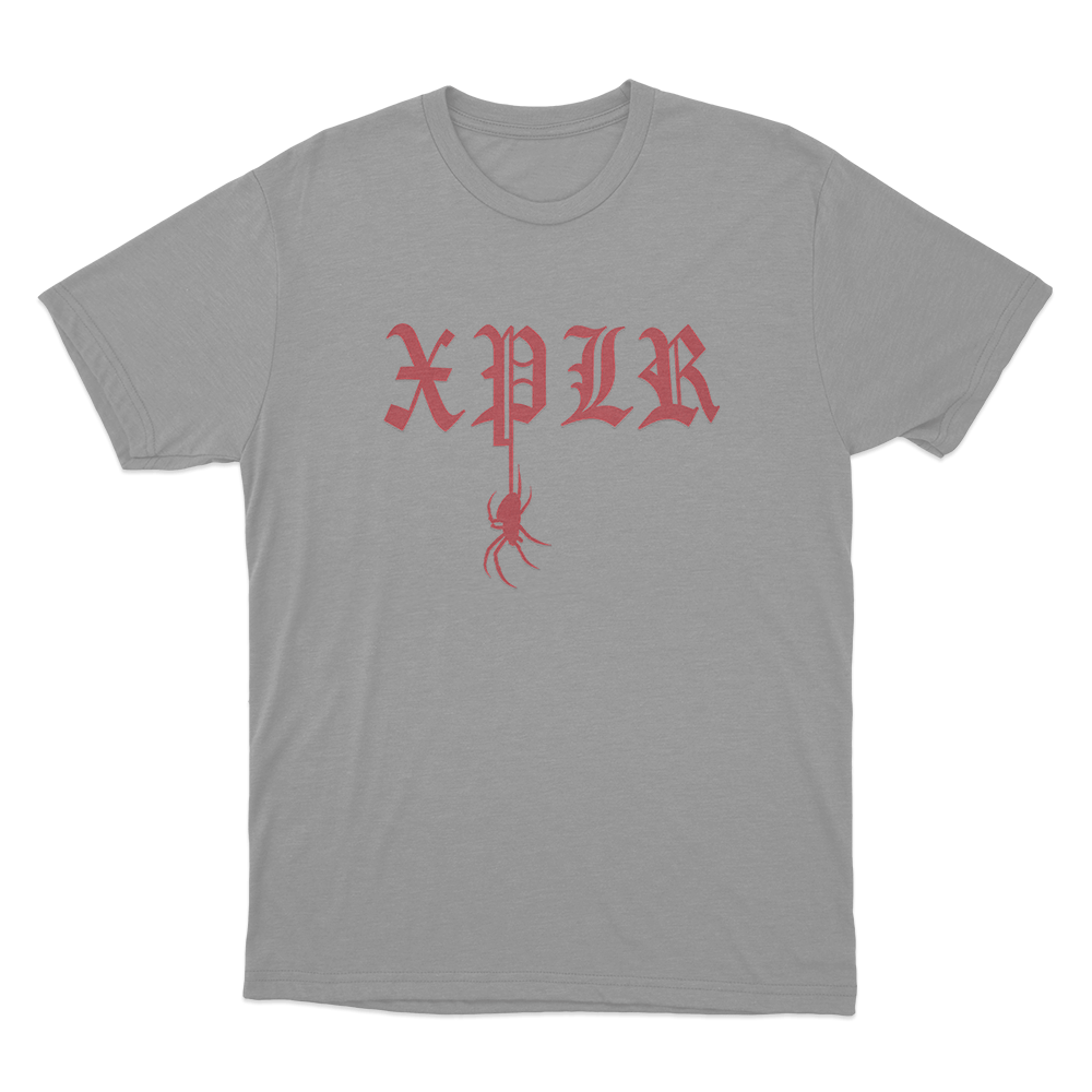 Xplr Gothic Spider Logo Unisex T Shirt Grey Xplr Gothic Spider Logo Unisex T Shirt Grey