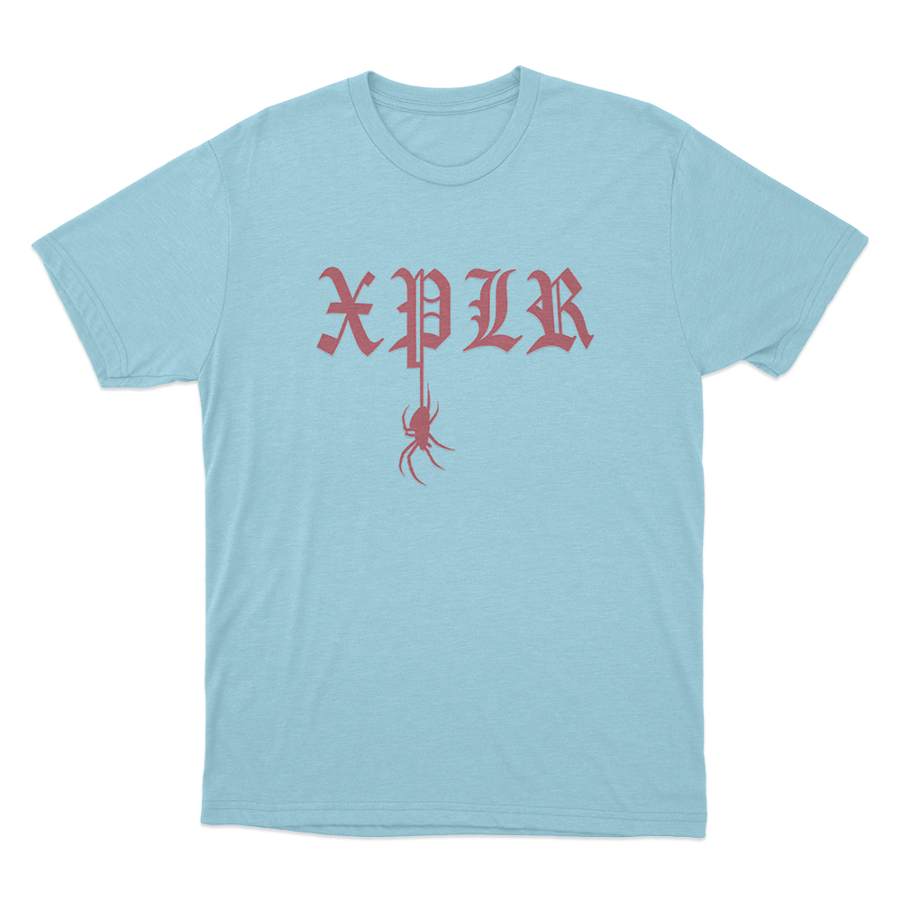 Xplr Gothic Spider Logo Unisex T Shirt Sky Blue Xplr Gothic Spider Logo Unisex T Shirt Sky Blue
