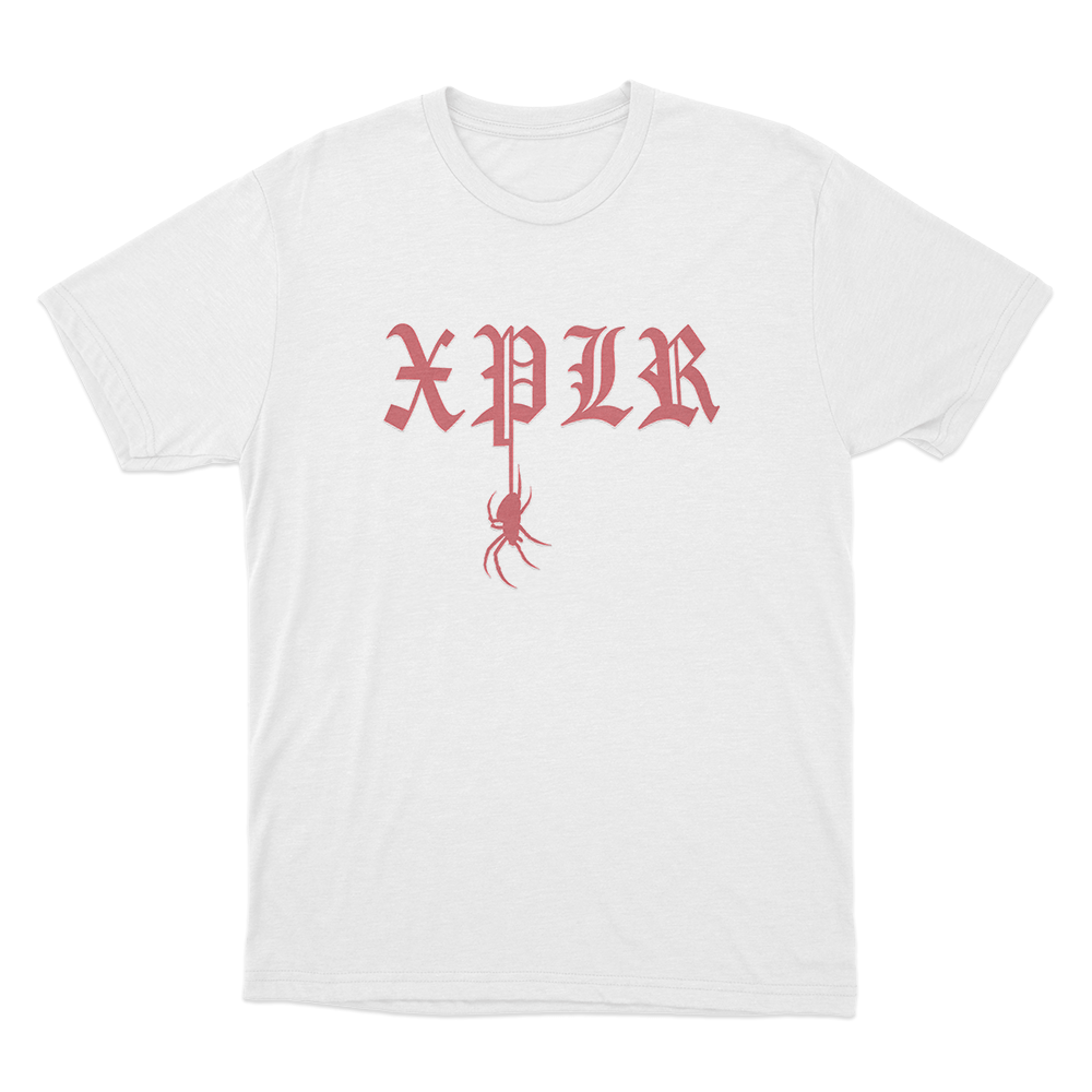 Xplr Gothic Spider Logo Unisex T Shirt White Xplr Gothic Spider Logo Unisex T Shirt White