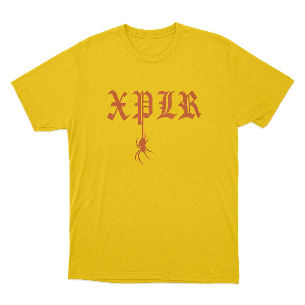 Xplr Gothic Spider Logo Unisex T Shirt Yellow Xplr Gothic Spider Logo Unisex T Shirt Yellow