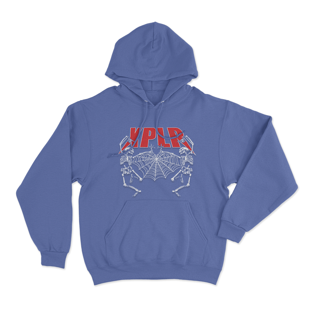Xplr Skeleton Spider Web Unisex Hoodie Blue Xplr Skeleton Spider Web Unisex Hoodie Blue
