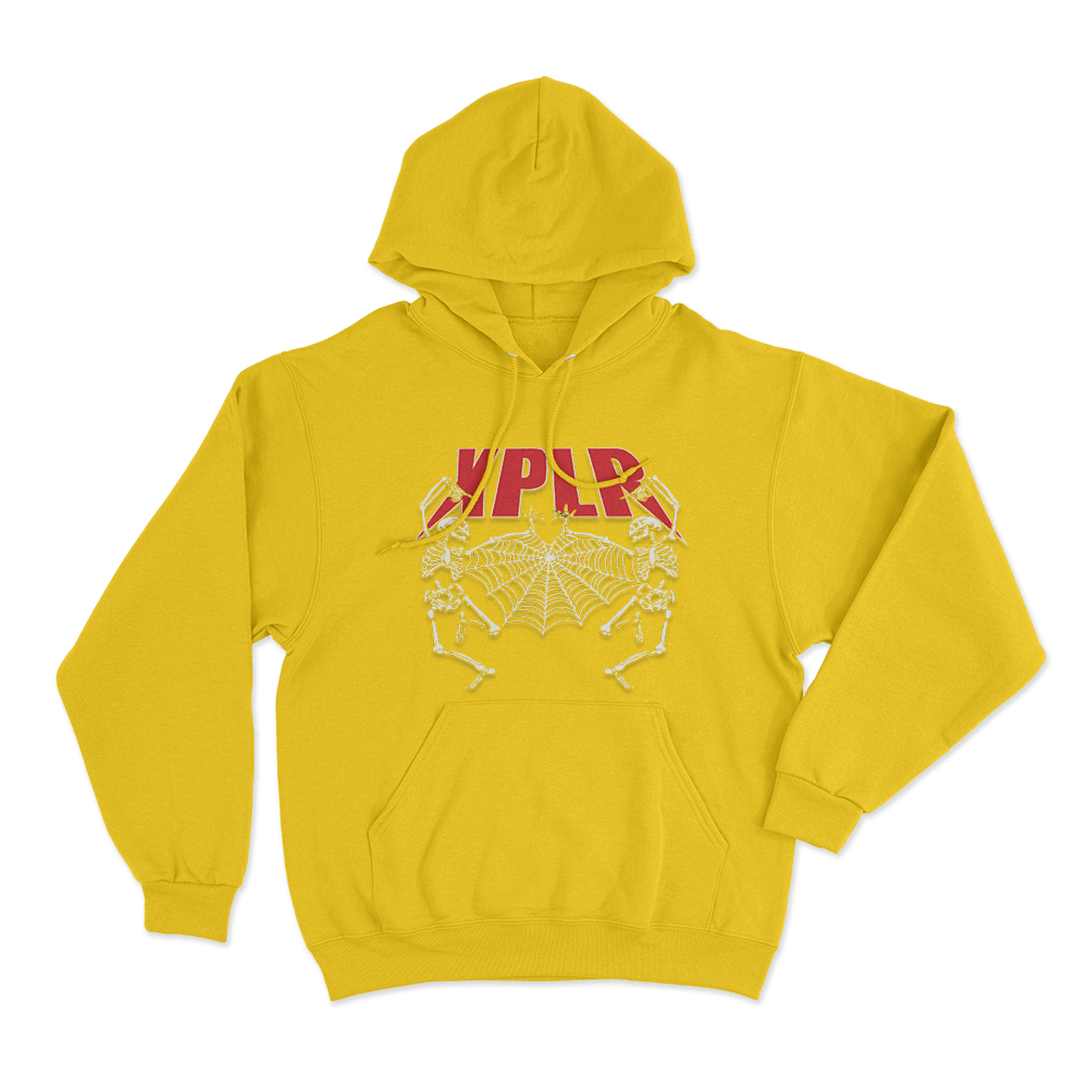 Xplr Skeleton Spider Web Unisex Hoodie Yellow Xplr Skeleton Spider Web Unisex Hoodie Yellow